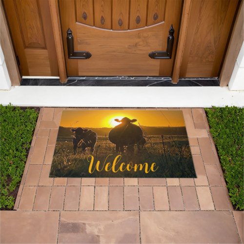 Cows at Sunset Welcome Doormat