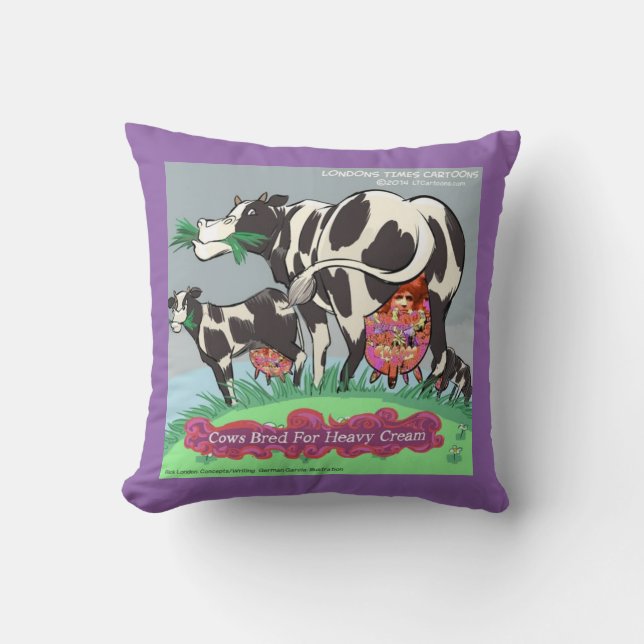Cows Bred 4 Heavy Cream Funny Cotton Throw Pillow (Front)