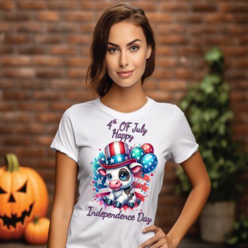 Cows Celebration With Balloons Independence Day T_Shirt