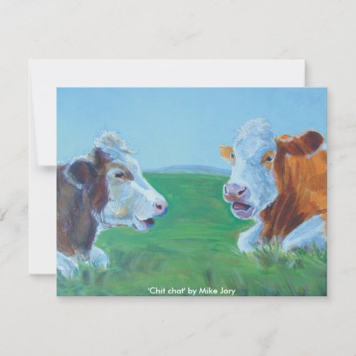 Cows chatting &amp; lying down illustration Chit Chat Custom Invite