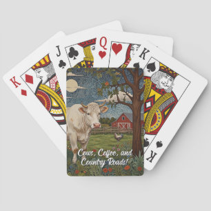 Cows coffee country roads poker cards