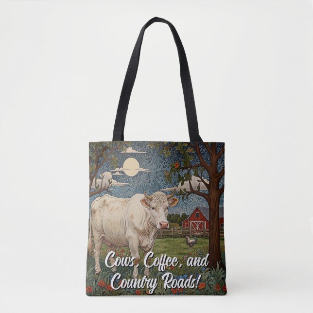 Cows coffee country roads tote bag (Front)