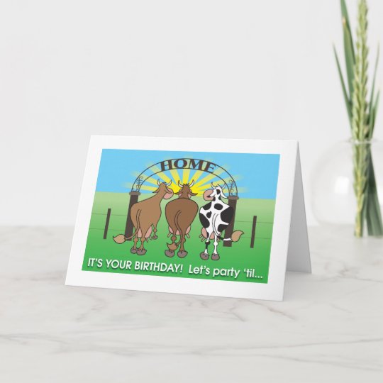 Cows coming home humorous birthday card | Zazzle.com