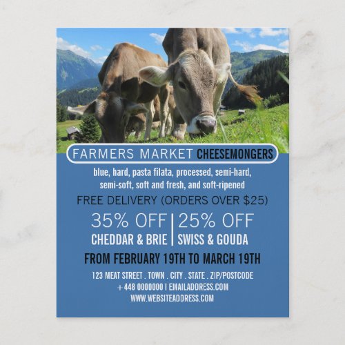 Cows Grazing Cheesemonger Advertising Flyer