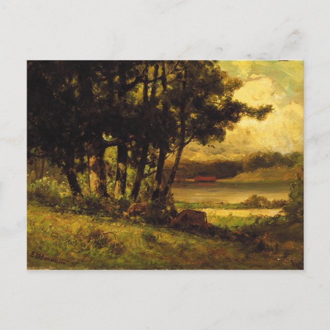 Cows Grazing Near River - Edward Bannister  Postcard (Front)