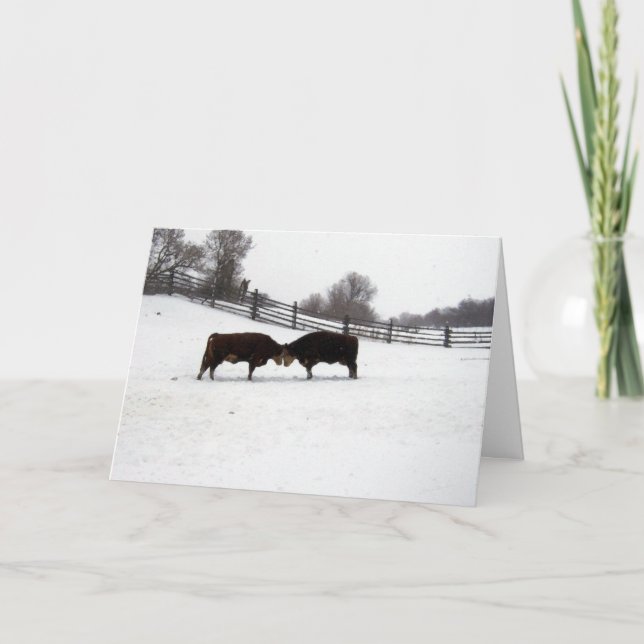 Cows Head To Head Letterpress Thank You Card (Front)
