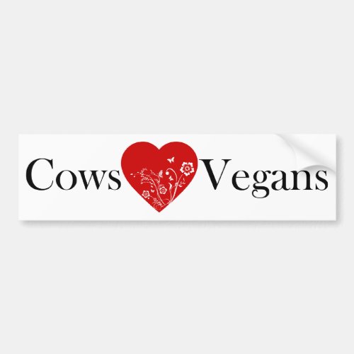 Cows Heart Vegans Bumper Sticker