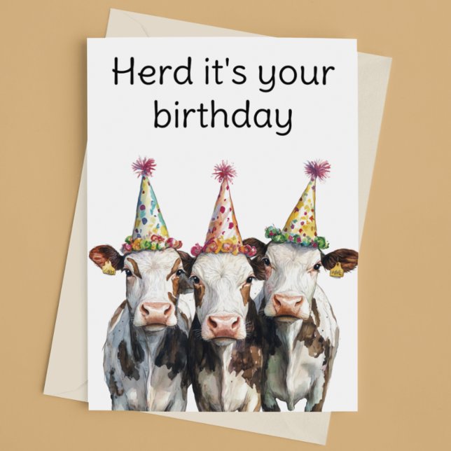 Cows Herd It's Your Birthday Funny Card (Creator Uploaded)