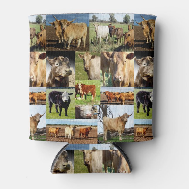 Cows In A Photo Collage, Can Cooler (Front)