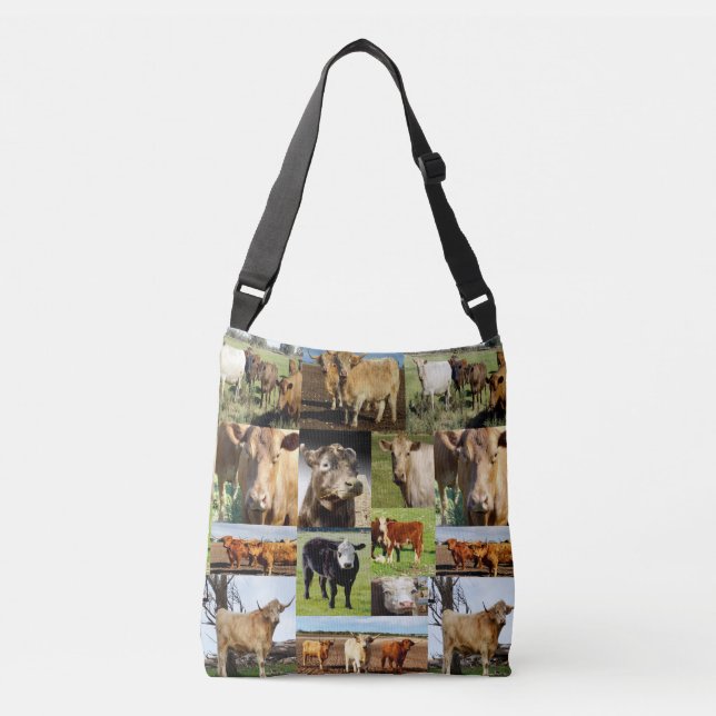 Cows In A  Photo Collage, Crossbody Bag (Front)