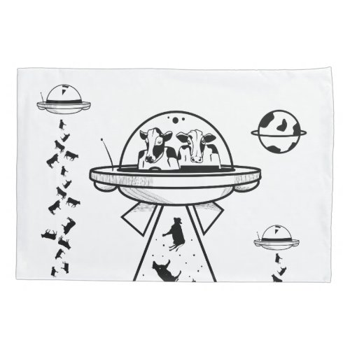 Cows in a UFO spaceship Pillow Case