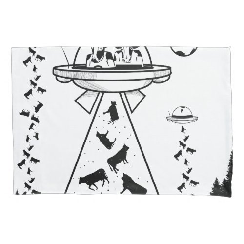 Cows in a UFO spaceship Pillow Case