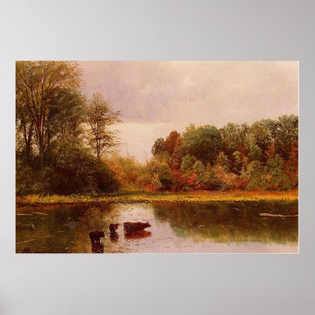 Cows In A Watering Landscape by Albert B. Poster (Front)