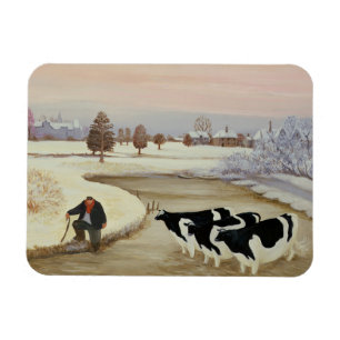 Cows in a Winter River Magnet
