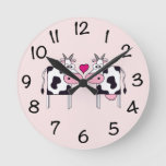 Cows In Love Round Clock at Zazzle