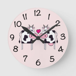 Cows in Love Round Clock