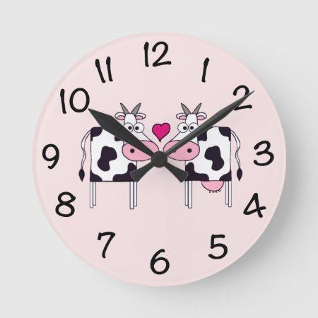 Cows In Love Round Clock