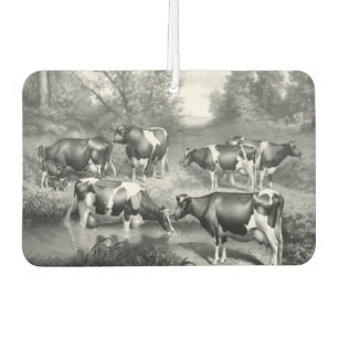 Cows in pasture grayscale art air freshener