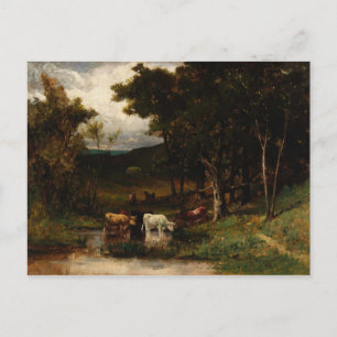 Cows In Stream Near Trees - Edward Bannister  Postcard