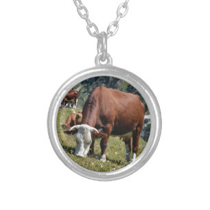 Cows in the French Alps Silver Plated Necklace