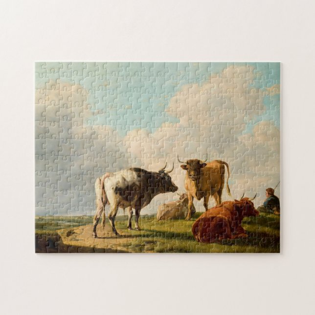 Cows in the Pasture | Eugène Joseph Verboeckhoven Jigsaw Puzzle (Horizontal)