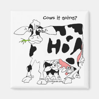 Cows it going? Square Fridge Magnet
