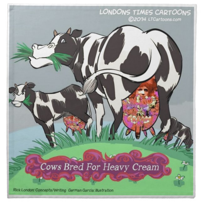 Cows Making Heavy Cream Funny Cartoon Napkin (Front)