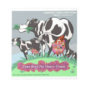 Cows Making Heavy Cream Funny Cartoon Notepad