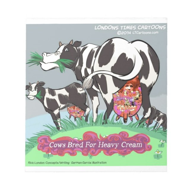 Cows Making Heavy Cream Funny Cartoon Notepad (Front)