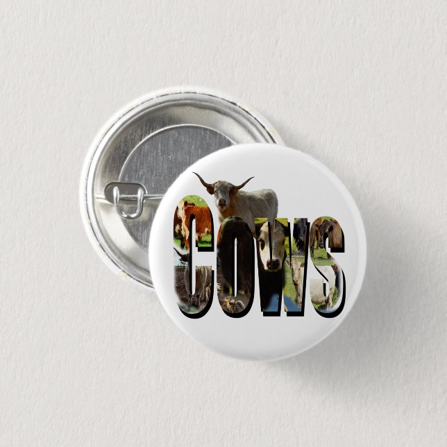 Cows Name Picture Logo With Cows,  Button (Front & Back)