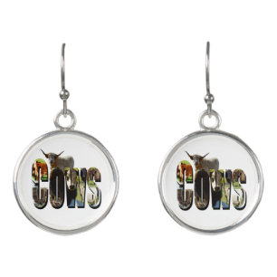 Cows Name Picture Logo With Cows, Earrings