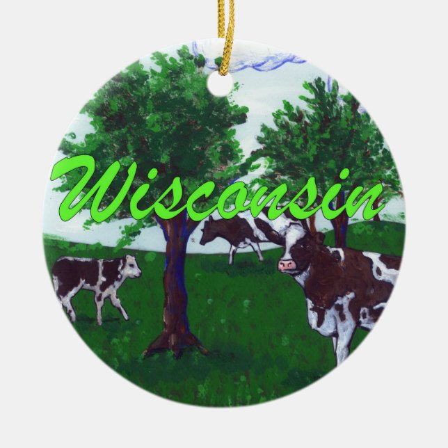 Cows of Wisconsin Ceramic Ornament (Front)