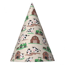 Cows On The Farm Barn and Tractors Birthday Party Hat