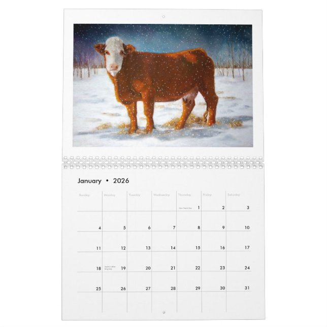 COWS: Original Art of Various Cattle Calendar (Jan 2026)