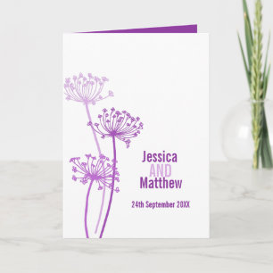 Cows parsley flower head purple wedding program