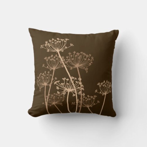 Cows parsley graphic beige brown pillow
