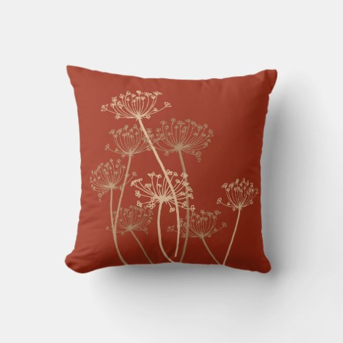 Cows parsley graphic orange brown pillow