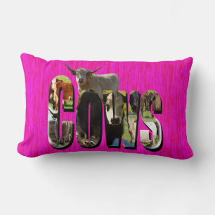 Cows Picture Logo Made With Cow Images, Pink Lumbar Pillow