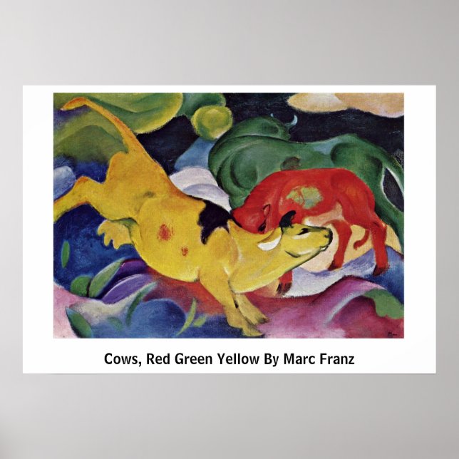 Cows, Red Green Yellow By Marc Franz Poster (Front)