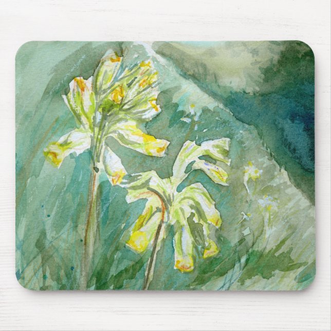 Cowslips Primula veris on a grassy bank Mousemat Mouse Pad (Front)