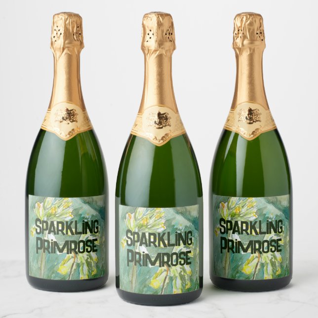 Cowslips Primula veris  Sparkling Wine Sparkling Wine Label (Bottles)