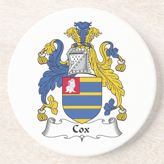 Cox Family Crest Drink Coaster (Front)