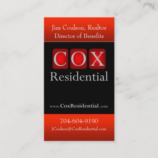 Customizable Cox Residential Business Card Templates