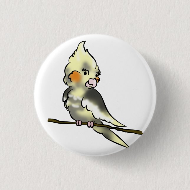 Coy Cockatiel Button (Front)