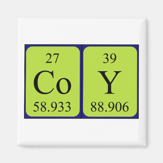 Coy periodic table name magnet (Front)
