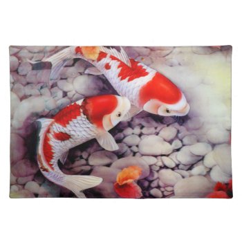 Coy Pond Vintage Japanese Art Cloth Placemat by YesteryearToday at Zazzle