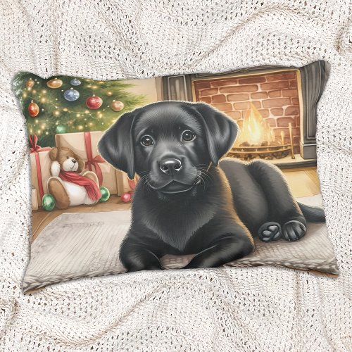 Coy Puppy Labrador Retriever Christmas Dog  Accent Pillow