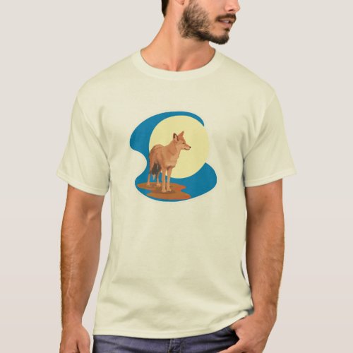 coyote and full moon design T_Shirt