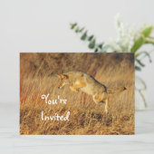 Coyote Brown Autumn Grass Photo Birthday Invitation (Standing Front)