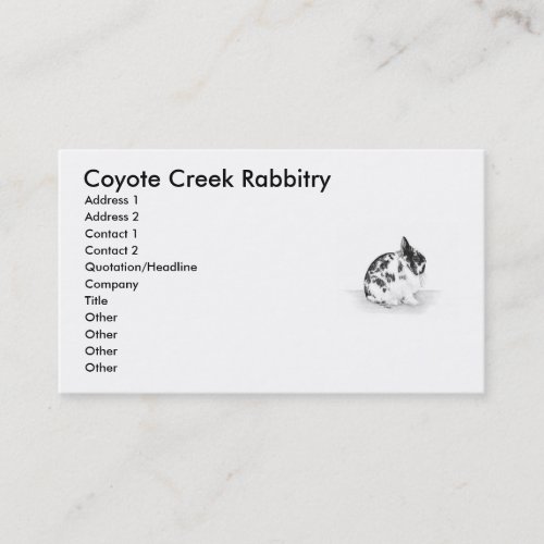 Coyote Creek Rabbitry Business Card